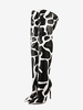Bottes au-dessus du genou bottes à bout pointu imprimées à talons hauts cuissardes hautes
