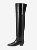 Bottes au-dessus du genou Bottes hautes plates noires à bout carré