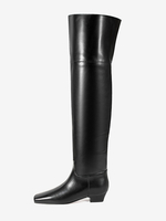 Bottes au-dessus du genou Bottes hautes plates noires à bout carré