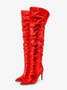 Bottes au-dessus du genou Bottes hautes souples rouges métallisées pour femmes