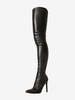 Bottes au-dessus du genou Bottes noires au-dessus du genou pour femmes en cuir PU à talon aiguille