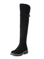 Bottes au-dessus du genou en daim Bottes hautes en daim à bout rond pour femmes