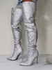 Bottes au-dessus du genou pour femmes bottes hautes en tissu à paillettes et talon aiguille