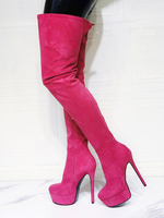 Bottes au-dessus du genou pour femmes plus la taille des bottes à talons aiguilles en micro suède