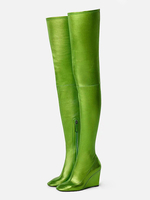 Bottes au-dessus du genou pour femmes bout rond talon compensé cuissardes hautes