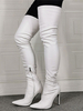 Bottes au-dessus du genou pour femmes; plus la taille des bottes à talons aiguilles en cuir PU
