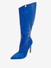 Bottes au Genou à Talons Hauts avec Bout Pointu en Cuir Synthétique Unicolore