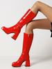 Bottes au Genou à Talons Hauts Femme avec Bout Carré Unicolore