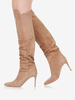 Bottes au Genou à Talons Hauts Femme avec Bout Rond Unicolore