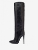 Bottes au Genou à Talons Hauts Femme avec Bout Rond Unicolore