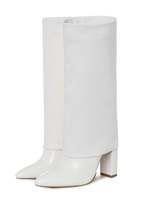 Bottes au Genou Cuissardes Beiges Hautes Femme en Cuir Synthétique avec Bout Pointu Cuissardes Femme Beiges