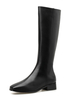 Bottes au genou en cuir Synthétique à bout carré noir à talon épais Bottes déquitation pour femmes