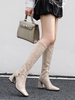Bottes au Genou Femme à Talons Hauts avec Bout Carré en Cuir Synthétique Imprimés