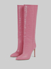 Bottes au Genou Femme à Talons Hauts avec Bout Pointu en Cuir Synthétique Unicolore