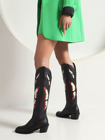 Bottes au Genou Femme à Talons Hauts Imprimés Fleuries