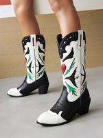 Bottes au Genou Femme à Talons Hauts Imprimés Fleuries
