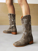 Bottes au Genou Femme à Talons Hauts Imprimés Fleuries