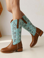 Bottes au Genou Femme à Talons Hauts Imprimés Fleuries