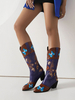 Bottes au Genou Femme à Talons Hauts Imprimés Fleuries