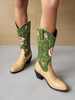 Bottes au Genou Femme à Talons Hauts Imprimés Fleuries