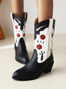 Bottes au Genou Femme à Talons Hauts Imprimés Fleuries Chaussures de Mariée Bohème