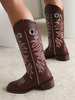Bottes au Genou Femme à Talons Hauts Imprimés Fleuries Chaussures de Mariée Bohème