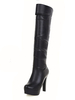 Bottes au Genou Femmes 2021 Noir Amande Plateforme Talon Haut Bottes
