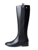 Bottes au genou noires pour femmes à bout rond et larges bottes de mollet