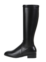 Bottes au Genou Plate Femmes à Bout Rond à Cuir Synthéqtiue Vernis Unicolore Bottes Plate Femmes