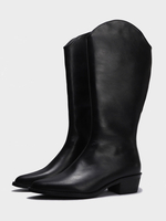 Bottes au Genou Plate Femmes Hiver avec Bout Rond à Cuir Synthétique Unicolore Bottes au Genou Plate Femmes