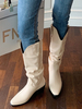 Bottes au Genou Plates Femmes à Bout Pointu à Cuir Synthétique Unicolore Hiver Bottes Femmes