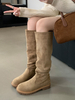 Bottes au genou pour femmes bottes plates chics au genou kaki