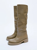 Bottes au genou pour femmes cuissardes décontractées à bout rond plates