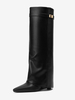 Bottes au genou pour femmes en cuir PU avec détails en métal Bottes hautes au genou