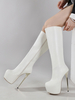 Bottes blanches sexy à plateforme et fermeture éclair jusquaux genoux