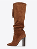 Bottes chaussures en daim marron à talons épais