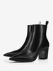 Bottes Chelsea à talon bloc pour hommes en cuir PU noir à bout pointu style rock