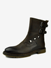 Bottes Chelsea Chaussures Hommes En Cuir De Vache Marron Foncé Boucle À Bout Rond