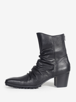 Bottes Chelsea noires en cuir de vache pour hommes bout carré talon épais fermeture éclair à larrière