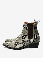 Bottes Chelsea pour hommes bottes courtes en cuir de vache à imprimé serpent bout pointu fermeture éclair à la cheville