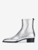 Bottes Chelsea pour hommes Bottes habillées à bout rond en cuir de vache argenté