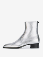 Bottes Chelsea pour hommes Bottes habillées à bout rond en cuir de vache argenté