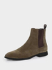 Bottes Chelsea pour hommes Bottines à enfiler à bout carré en micro-suède olive