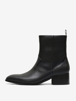 Bottes Chelsea pour hommes Bottines courtes à bout carré en cuir noir