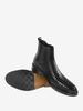 Bottes Chelsea pour hommes Bottines courtes à bout rond en cuir de vachette noir