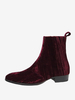 Bottes Chelsea pour hommes Bottines habillées à bout rond en velours bordeaux