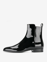 Bottes Chelsea pour hommes Bottines noires vernies à bout pointu Bottines de bal