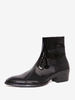 Bottes Chelsea pour hommes Bottines noires vernies à bout pointu et fermeture éclair Bottines de bal