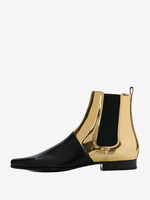 Bottes Chelsea pour hommes en cuir de vache doré à bout pointu bottes habillées western à enfiler