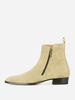 Bottes Chelsea pour hommes en cuir de vache marron café bout rond fermeture éclair bottines courtes